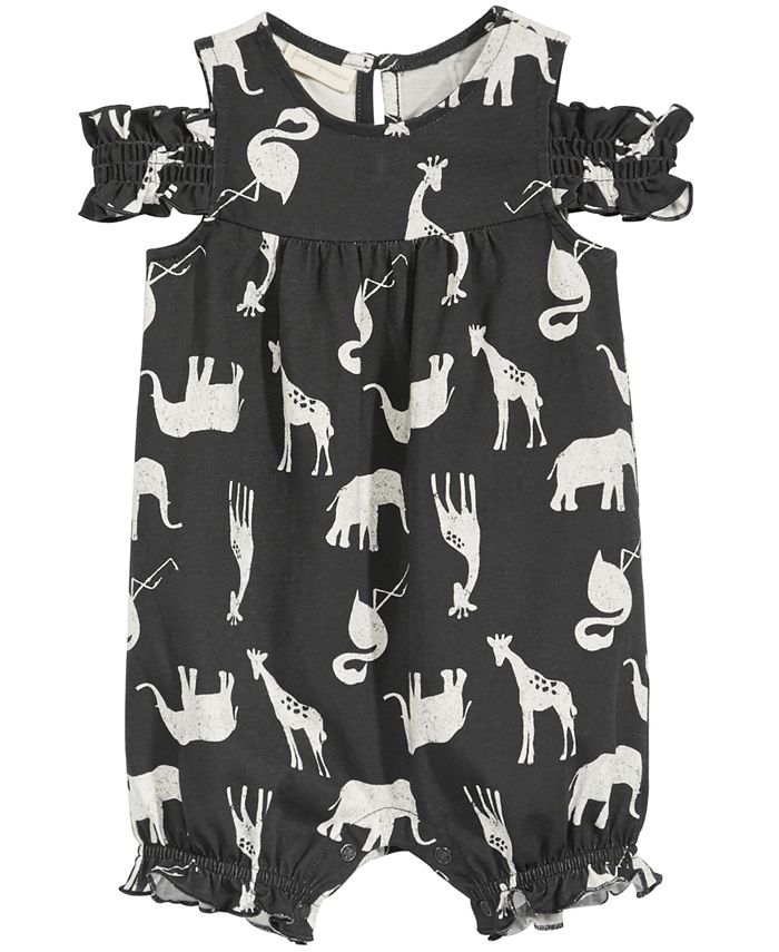 First Impressions Baby Girls Safari-Print Cotton Romper, Created for ...