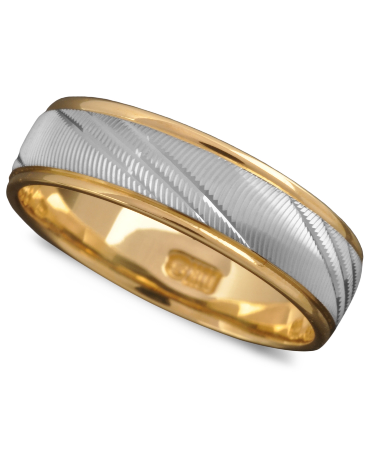 Macy's Men's 6mm Ring In 14k Gold And 14k White Gold In Two Tone