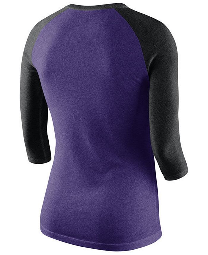 Women's Colorado Rockies Nike White/Purple Tri-Blend Raglan 3/4