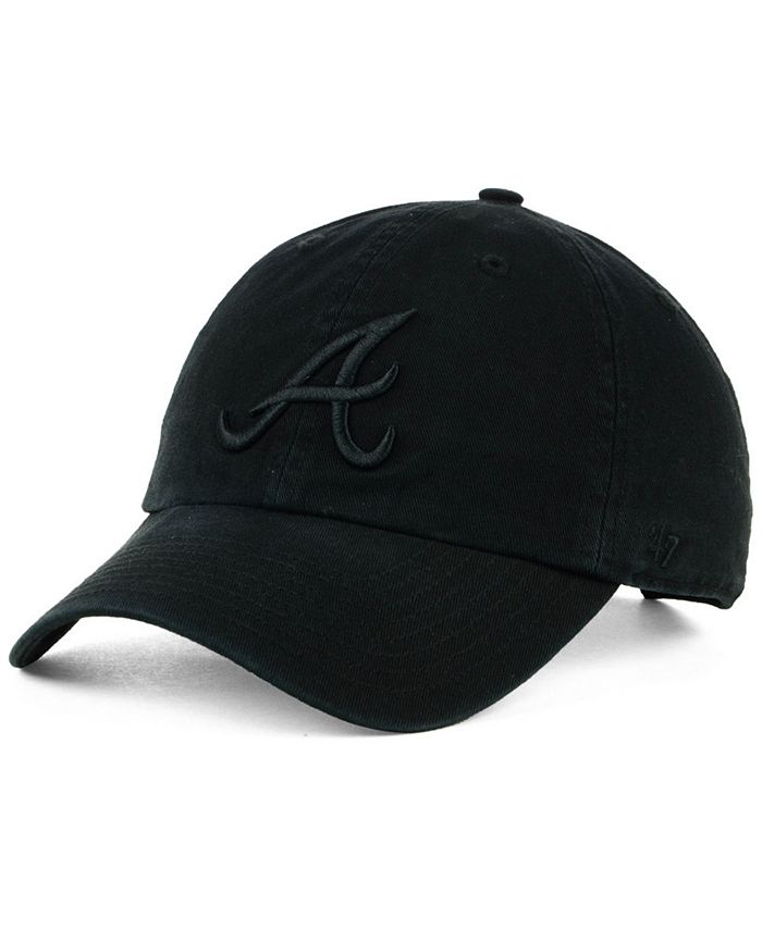 47 Brand Atlanta Braves Black on Black CLEAN UP Cap - Macy's