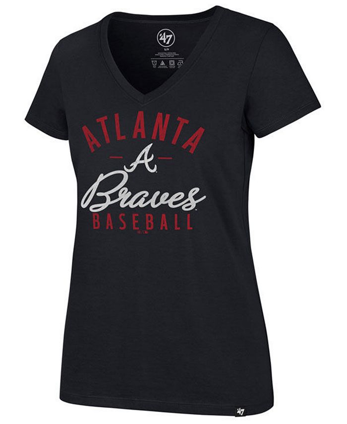 47 Brand Women's Atlanta Braves Ultra Rival Metallic Script T-Shirt - Macy's