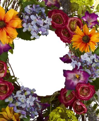 24" Spring Garden Wreath with Twig Base