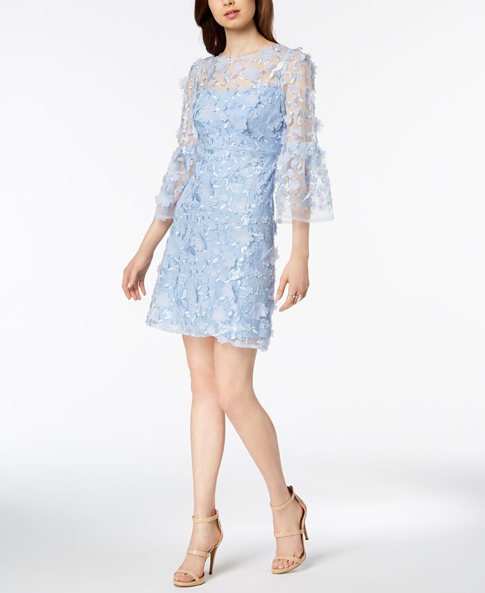 JAX Bell-Sleeve Floral-Appliqué Dress - Macy's