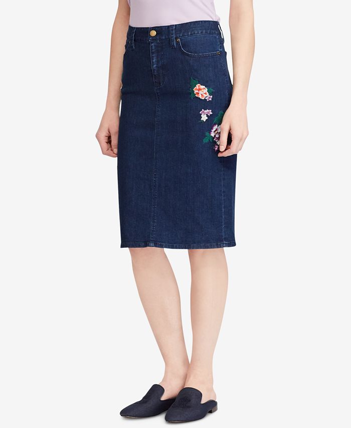 Lauren Ralph Lauren Denim Straight Skirt Macy s