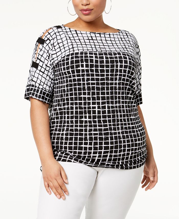 JM Collection Plus Size Cutout-Sleeve Top, Created for Macy's - Macy's