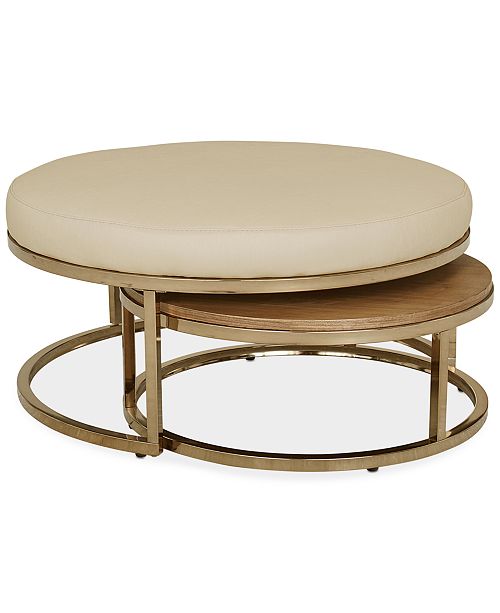 Furniture Jennova Upholstered Round Nesting Coffee Table ...