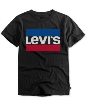 Shop Levi's Big Boys Logo-print Cotton Crewneck T-shirt In Black