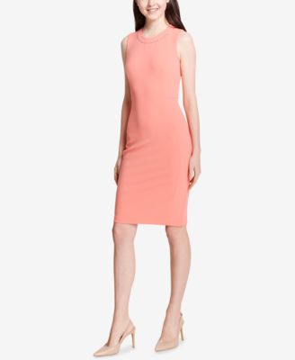 calvin klein pink dress with pearls
