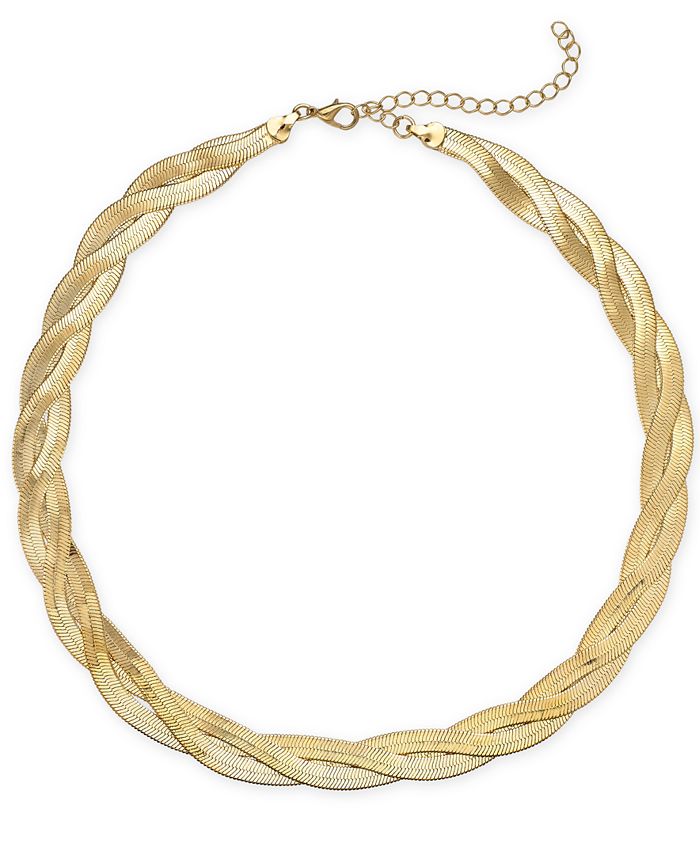 Alfani Braided Herringbone Chain Collar Necklace, 161/2" + 3" extender
