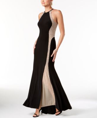 xscape petite beaded illusion gown