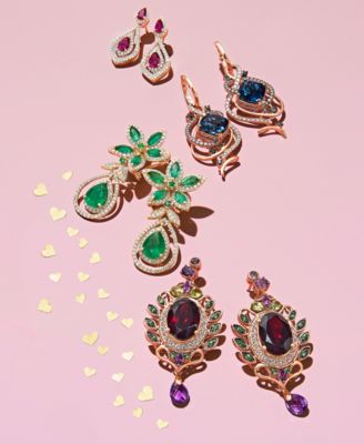 Crazy Collection&reg; Deep Sea Blue Topaz™ (7-1/2 ct. t.w.) & Diamond (1 ct. t.w.) Drop Earrings in 14k Rose Gold