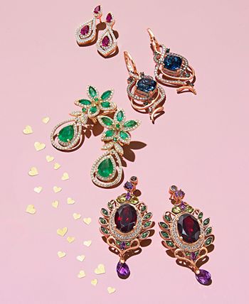 Le Vian - Deep Sea Blue Topaz™ (7-1/2 ct. t.w.) & Diamond (1 ct. t.w.) Drop Earrings in 14k Rose Gold