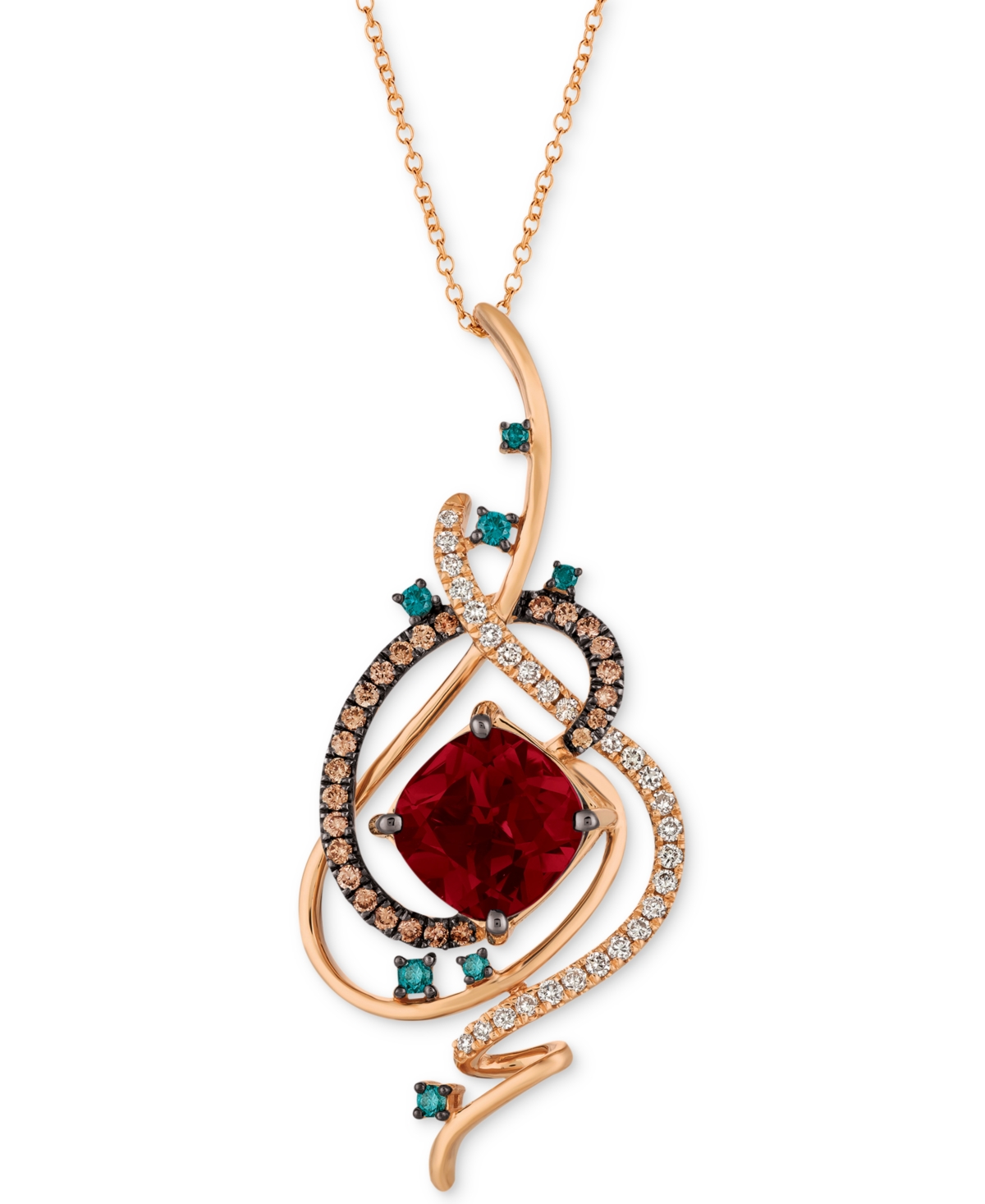 Exotics Crazy Collection Pomegranate Garnet (4-1/2 ct. t.w.) & Diamond (3/4 ct. t.w.) 18" Pendant Necklace in 14k Rose Gold - Yellow Gold