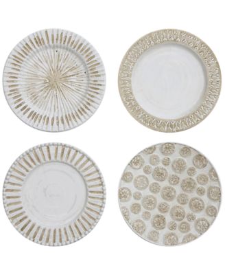 3R Studio - Round Decorative Ceramic Wall Plates, Set of 4