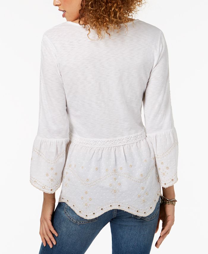 Style & Co Petite Embroidered Peplum Top, Created for Macy's & Reviews ...