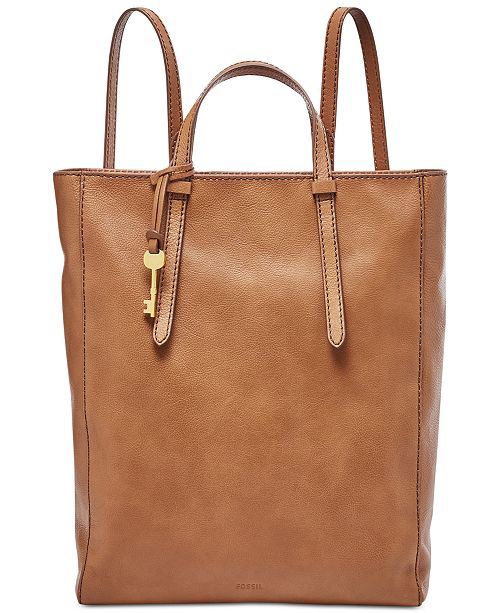 Fossil Camilla Convertible Large Leather Backpack ...