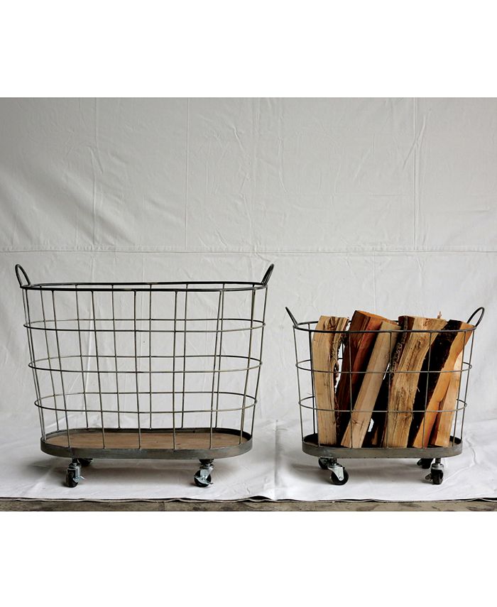 3R Studio - Metal Rolling Laundry Baskets, Set of 2