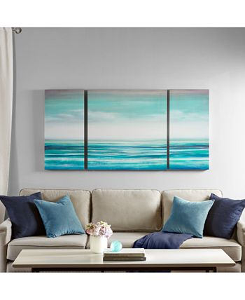 Madison Park - Teal Tides 3-Pc. Gel-Coated Canvas Print Set
