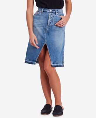 Free People - Cotton Released-Hem Denim Midi Skirt
