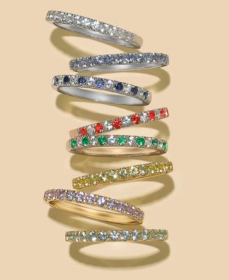 Emerald (1/5 ct. t.w.) & Diamond (1/6 ct. t.w.) Band in 14k Gold (Also available in Sapphire)