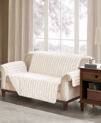 Madison Park - Duke Reversible Diamond-Quilted Faux-Fur Loveseat Protector