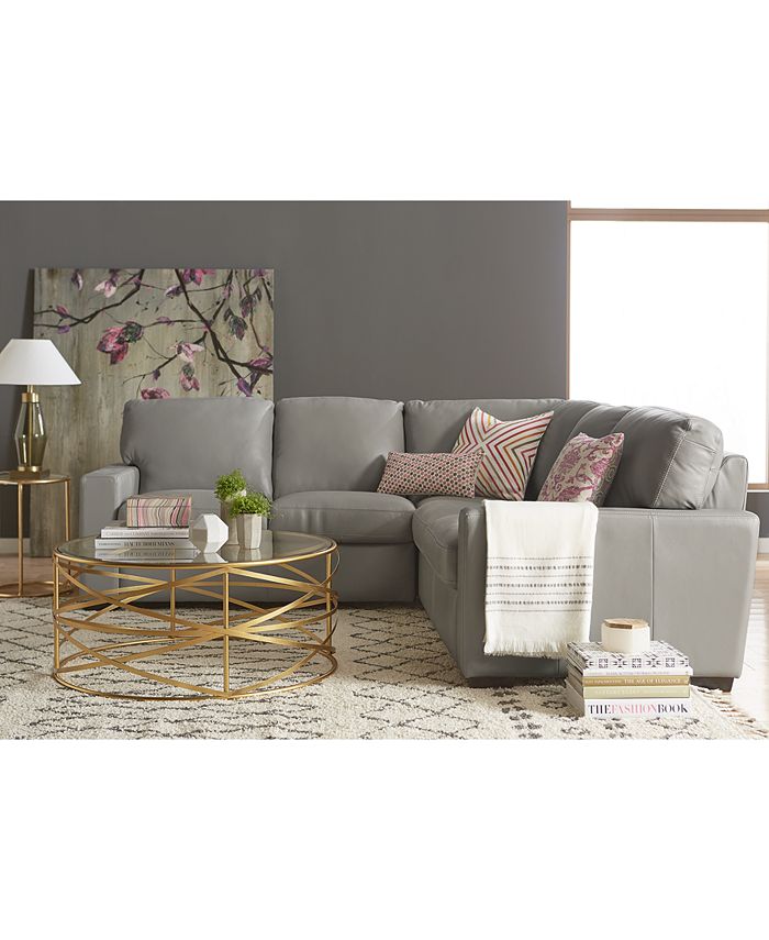 Furniture Ennia Leather Sectional And, Sofa Sleeper Sectional Macys