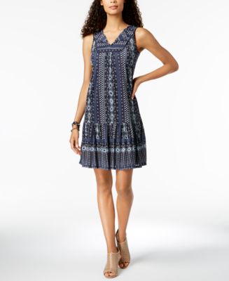 Style & Co Petite Sleeveless Printed Shift Dress, Created for Macy's ...