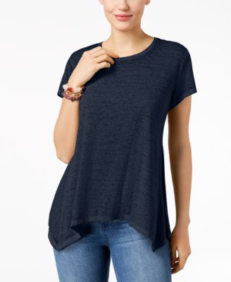New Basic House Women/'s Blue Top Scoop Neck Casual Short Sleeve Shirt Sz Medium