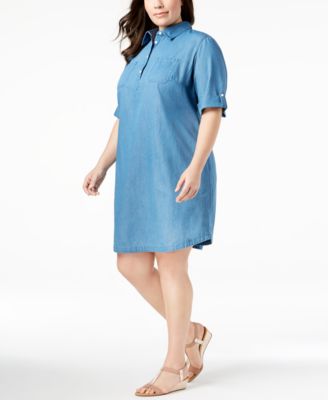 plus size chambray shirt dress