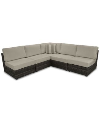 Furniture - Viewport Outdoor 5-Pc. Modern Modular Seating Set (4 Armless Units and 1 Corner Unit) with Sunbrella&reg; Cushions