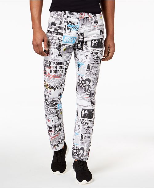DOPE Men's SlimFit Newspaper Print Jeans & Reviews Jeans Men Macy's
