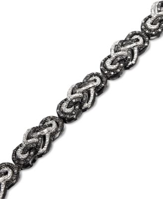 Macy's - Black and White Diamond Braided Bracelet in Sterling Silver (2 ct. t.w.)