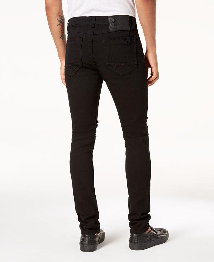 Heritage America Men's Slim-Fit Stretch Destroyed Black Jeans - Macy's