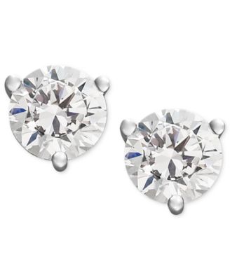 Macy's - Near Colorless Diamond 3-Prong Stud Earrings (1/4-2 ct. t.w.) in 18k White and Yellow Gold