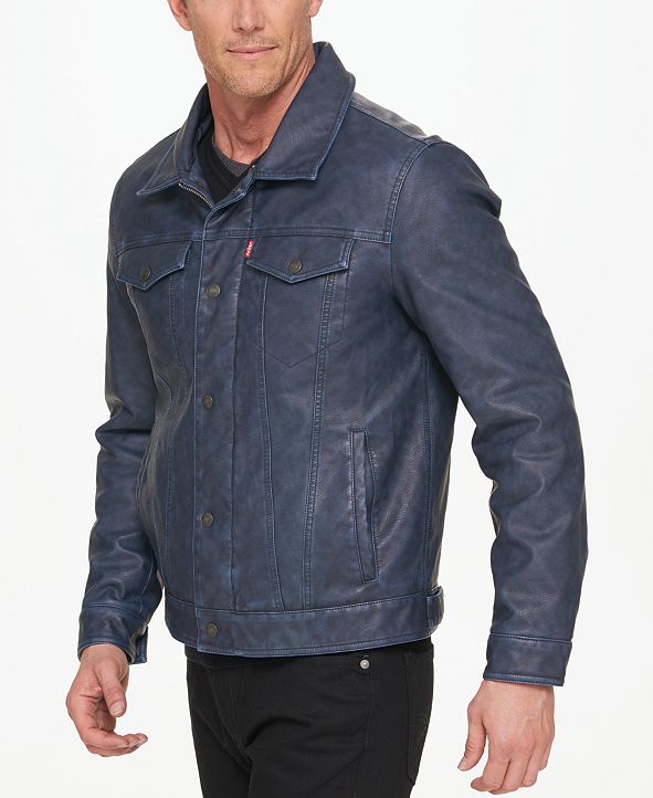 Levi's Men's Faux-Leather Trucker Jacket & Reviews - Coats & Jackets ...