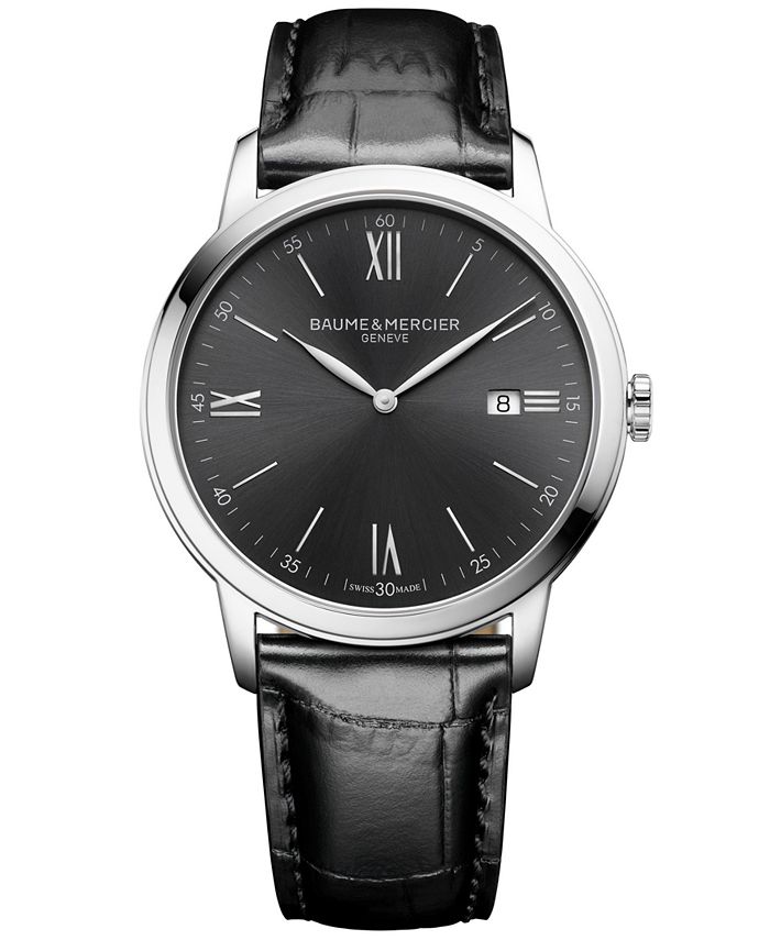 Baume & Mercier Men's Swiss Classima Black Leather Strap Watch 42mm ...