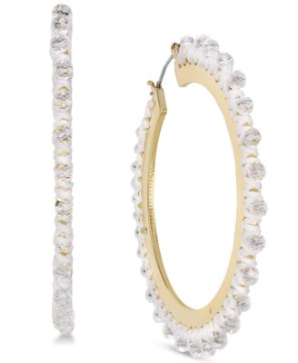 kate spade new york  Gold-Tone Wrapped & Beaded Hoop Earrings