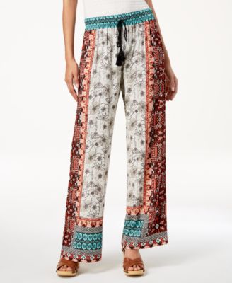Be Bop - Juniors' Patchwork-Print Wide-Leg Pants