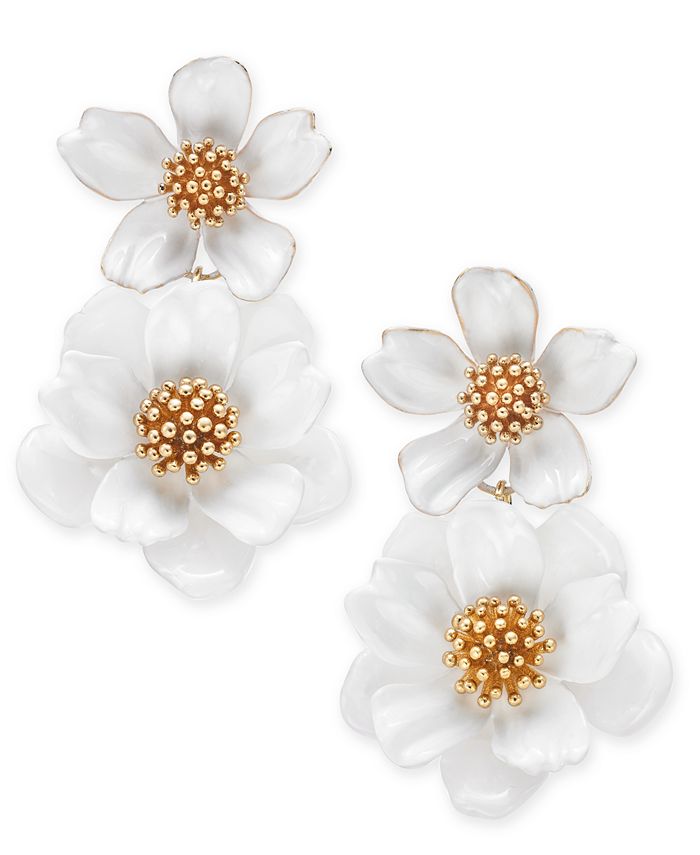 kate spade new york Gold-Tone Flower Double Drop Earrings - Macy's