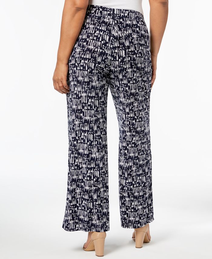 JM Collection Plus Size Printed Jacquard Soft Pants, Created for Macy's ...