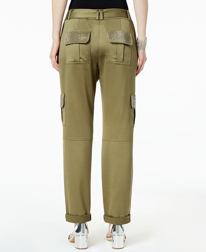 INC International Concepts I.N.C. Embellished-Pocket Satin Cargo Pants ...