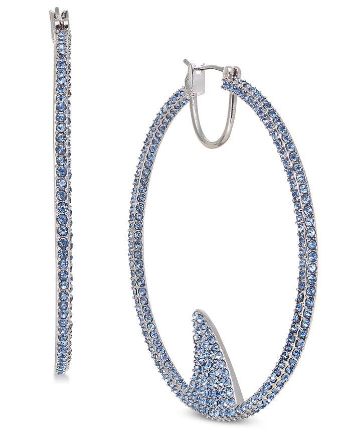 kate spade new york Silver Tone Pav Shark Hoop Earrings Macy s
