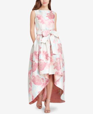 Tahari ASL - Floral-Print Jacquard High-Low Gown