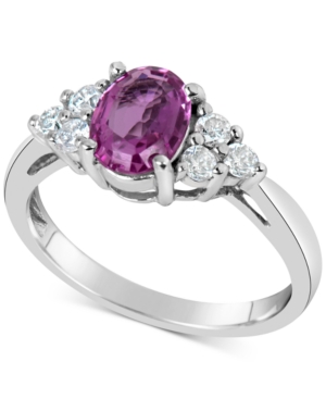 image of Pink Sapphire (1-1/2 ct. t.w.) & Diamond (1/3 ct. t.w.) Ring in 14k White Gold