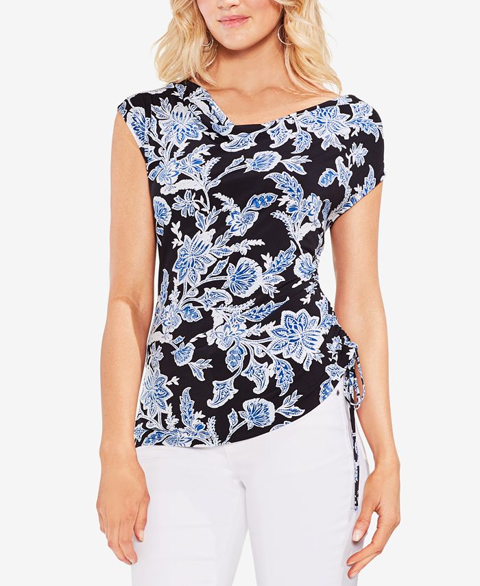 Vince Camuto Printed Side-Drawstring Top - Macy's