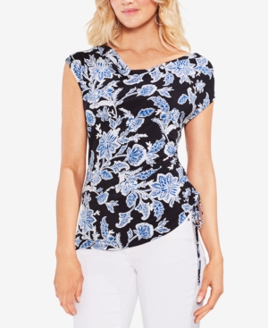 VINCE CAMUTO PRINTED SIDE-DRAWSTRING TOP
