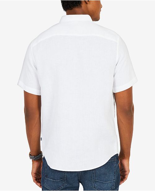 Nautica Men's Classic-Fit Solid Linen Shirt - Casual Button-Down Shirts ...