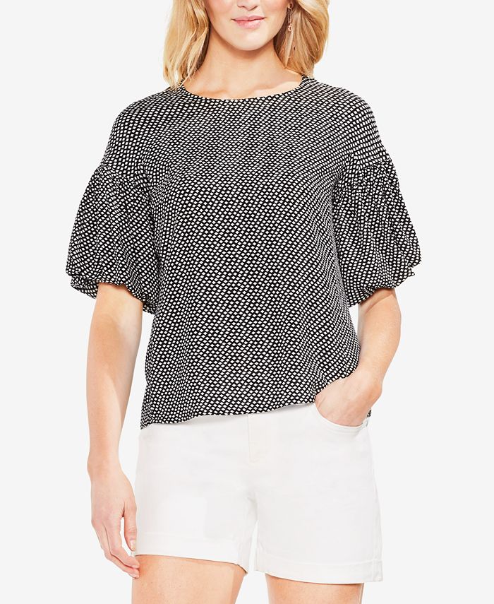 Vince Camuto Printed Bubble-Sleeve Top - Macy's