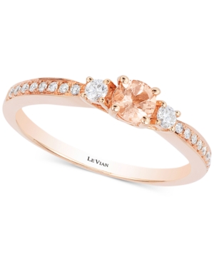 image of Le Vian Peach Morganite (1/5 ct. t.w.) & Diamond (1/6 ct. t.w.) Ring in 14k Rose Gold