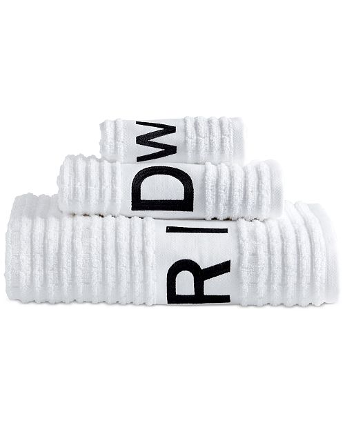 DKNY Chatter Cotton Embroidered Ribbed Hand Towel & Reviews Bath